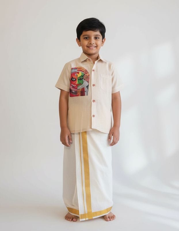 Boys Traditional Shirt Theyyam Print